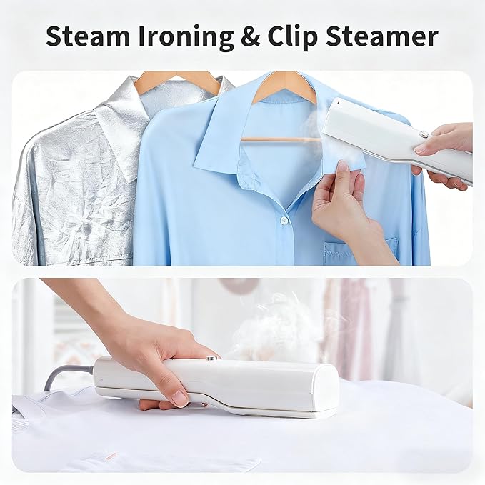Portable 3-in-1 Clothes Steamer Iron - Handheld Mini Steam Iron, Wet & Dry Ironing, 15s Fast Heat, 900W Powerful Steam, Compact Travel Wrinkle Remover for Home & Office, Includes Travel Bag (120V)