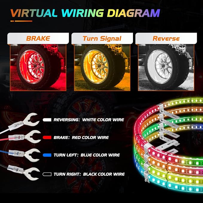 Nilight 4PCS 17.5inch Double Row LED Wheel Ring Lights RGB - Image 4