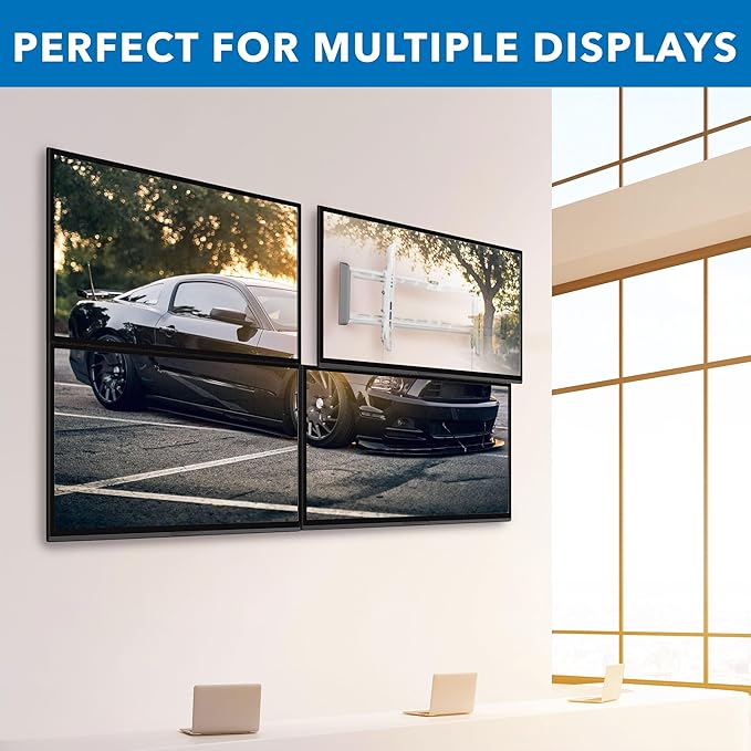 Mount-It! Tilting TV Wall Mount for 43"-90" TVs, Ultra Slim Heavy-Duty TV Mount with Low Profile 1.9", VESA 200x200 to 800x400, Supports up to 165 lbs, White