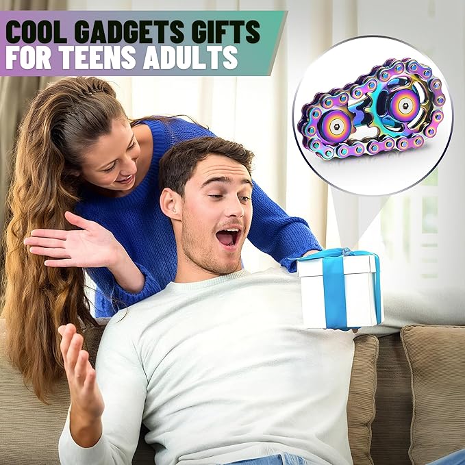 Valentines Day Gifts for Teens Boys Metal Fidget Spinner Toys for Adults Figette Bike Chain Roller Cool Gadgets ADHD Anxiety Stress Relief Items Figet Desk Offices EDC Men Christmas Stocking Stuffers