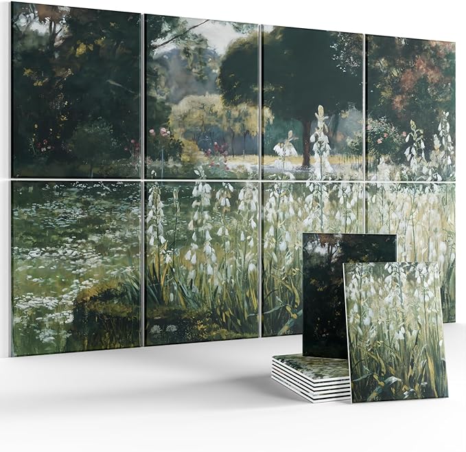 Wall Art Acoustic Panels,35''X24''Sound Absorbing Panels-8-Pack with 50 Adhesive Tabs, Decorative Sound Absorbing Panels for Living Room and Recording Studio, Offices-Galtonia