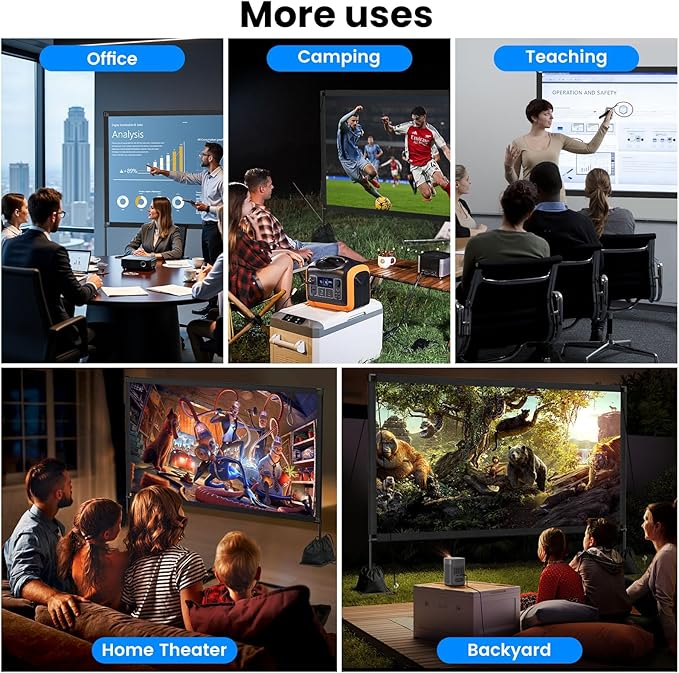 120inch Outdoor Projector Screen with Stand: 16:9 4K HD Portable Projector Screen Outdoor Indoor - Front/Rear Movie Screen with Carry Bag, Sandbag - Projection Screen for Backyard, Camping, Theater