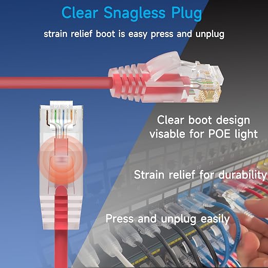 Cat6a Slim Ethernet Patch Cable 0.5 ft, Cat6a Patch Cable - Image 4
