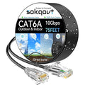 Cat6a Ethernet Cable Slim 75ft Outdoor&Indoor, 28AWG Pure Copper Cat6 Internet by Unknown