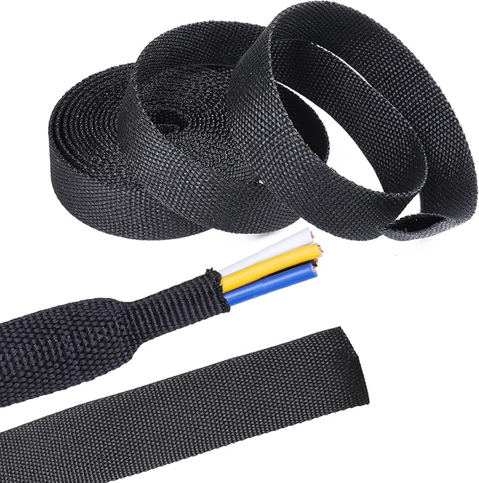 Sonoreboom 2 in 1 Heat Shrink Braided Sleeving Fabric Tubing-Ideal fit Irregular Shape Hose/Cable/Wire (1/2"(12mm), 40FT)