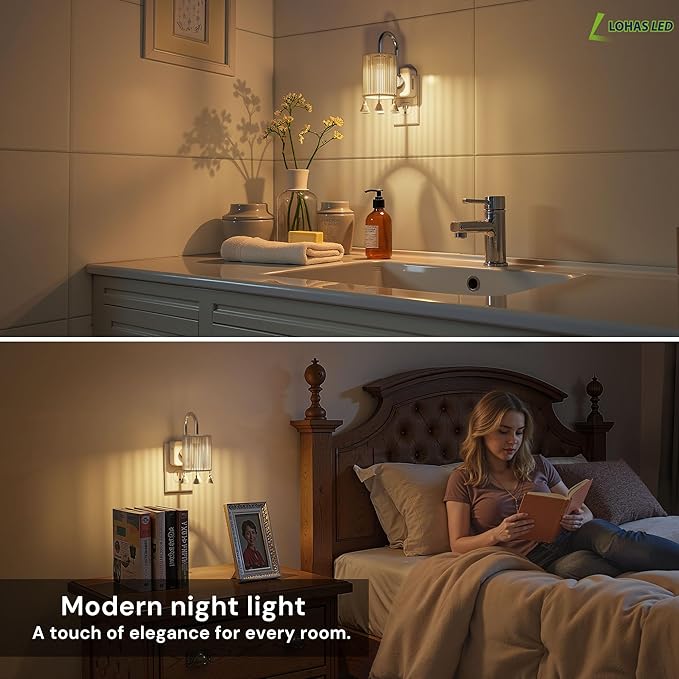 L LOHAS LED Night Lights Plug into Wall, 2 Pack Boho Fabric Cylinder Night Light with Tassel, 0-100LM Dimmable Night Lights, Dusk to Dawn Sensor, Vintage Nightlight for Bedroom, Living Room, Hallway