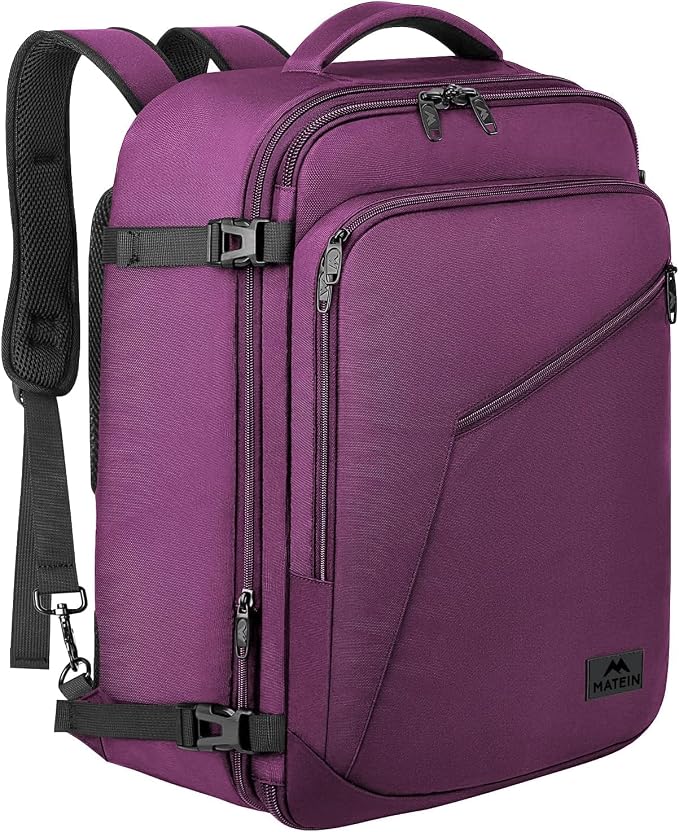 MATEIN Large Purple Travel Backpack, Water Resistant Airplane Backpack by MATEIN