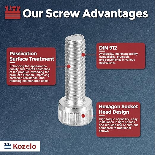 Kozelo 20pcs Socket Head Cap Screws - [M6-1 x 20mm] 304 Stainless Steel Allen Socket Drive for Electrical Motor 3D Printing Fan Engine Replacement Use, Silver