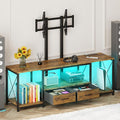 LED TV Stand with Mount and Power Outlet & Fabric Drawers for 32-85 Inches TV - Entertainment Center and Industrial TV Console Table for Living Room , Bedroom 63" Rustic Brown (MAX VESA 600mm × 400mm)