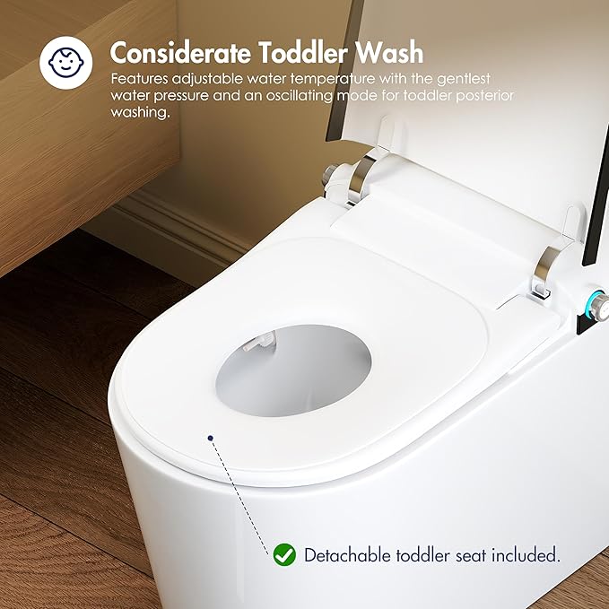 Eridanus Smart Toilet with Bidet Built in, One Piece Bidet Toilet for Bathrooms, Auto Open/Close with Digital Display, Foot Sensor Flush, Warm Water Wash & Dryer, Elongated Heated Seat, White & Black