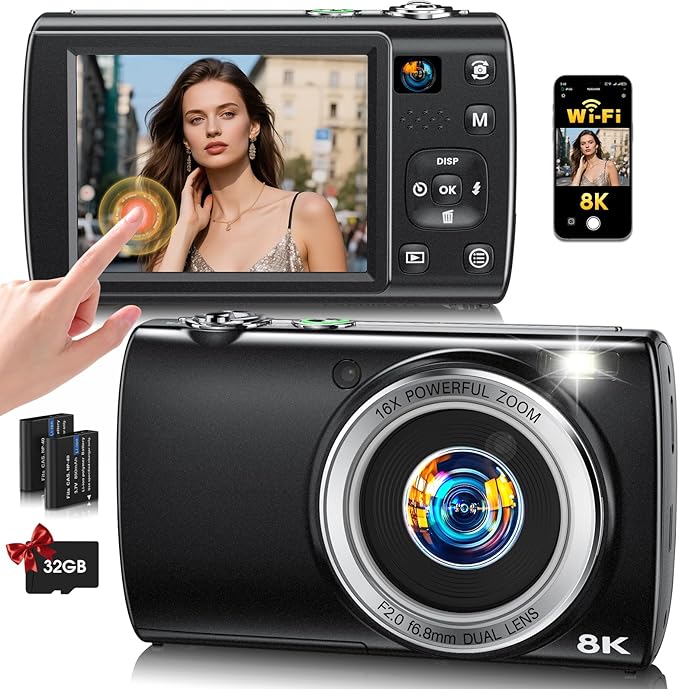 8K Digital Camera for Photography, 2026 Latest WiFi 88MP Vlogging Camera for by LOUM