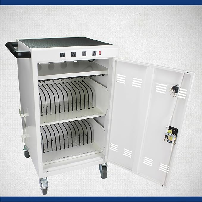 35 Device Mobile Charging Station for Laptops/Tablets/iPads/Chromebooks,35 Bay Lockable Charging Cabinet with Cable Management & Power Strip, Laptop & Tablet Storage Carts,Easy Assembly