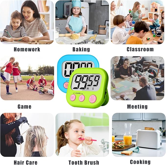 ZILLEEN Classroom Timer for Kids Teachers 4 Pack Digital Timers