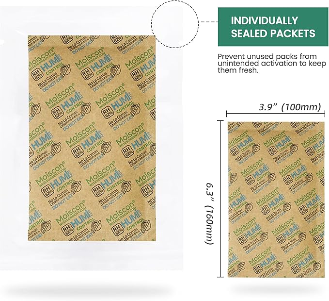 Wisesorb 62% Two-Way Humidity Control Packs, 67 Gram 20 Pack for Storing 1 lb, Size 67 Moisture Control Packets Individually Wrapped, Humidifier Packs for Storage Containers
