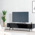 SONOROUS ST-360 Premium TV Stand for Living Room – Modern TV Stands & Entertainment Center with Storage – Black Glass & Black Wood Cover – Luxury Media Console with Metal Legs for TVs up to 75 inches
