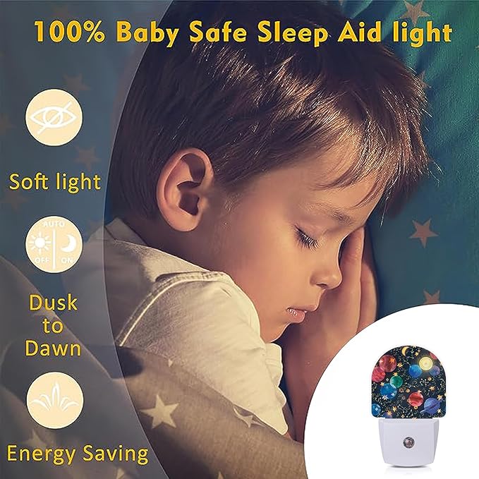 Axxitude Galaxy Space Constellation Cosmos Night Lights Plug into Wall for Girls Boys Room,Night Light LED Lamp Dusk to Dawn Sensor Round Lamp for Bedroom Bathroom Hallway Home Wall Decor Nightlight