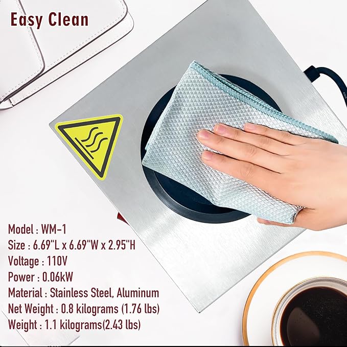 Commercial Coffee Warmer, 60W 176℉ Single Burner Decanter Warmer Plate, Stainless Steel Portable Warmer Single Burner, for Cafe, Break Room, Buffet and Commercial Use