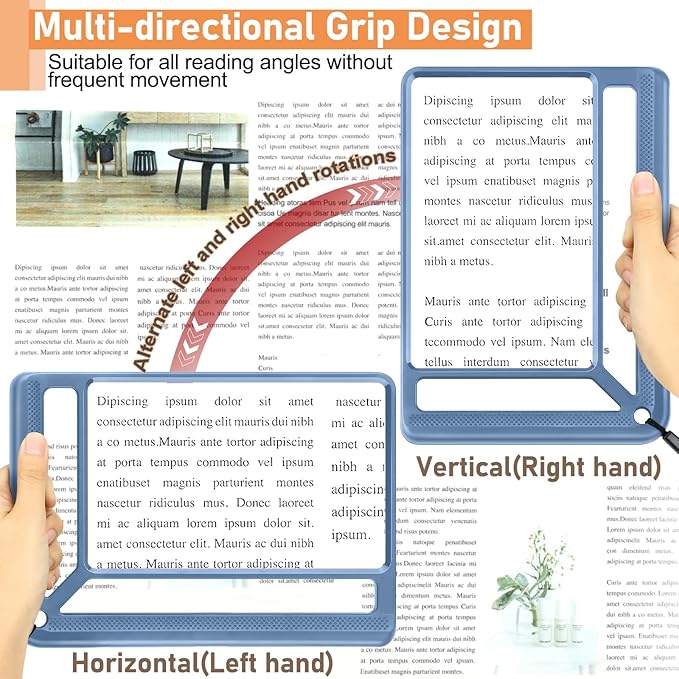 5X Full Page Magnifying Glass for Reading, Lightweight Rectangular Magnifier Provides Large Book Page Viewing Area, Handheld Magnifier for Reading Small Prints for Seniors, Low Vision-Blue