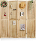 Pegboard Display, 5.6Ft Wooden Room Divider Folding Privacy Screens Portable Freestanding Wall Organizer for Retail Craft Art Display Board (4panels, Natural)