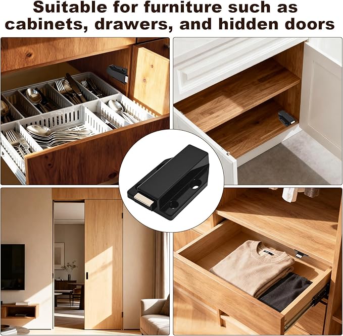 8 Pack Magnetic Push Latch,Heavy Duty Magnetic Touch Latch,for Push to Open Cabinet or Kitchen Drawer, Kitchen Door,on Strong Pop Out (White - 2.7 inch, 8 Pack)