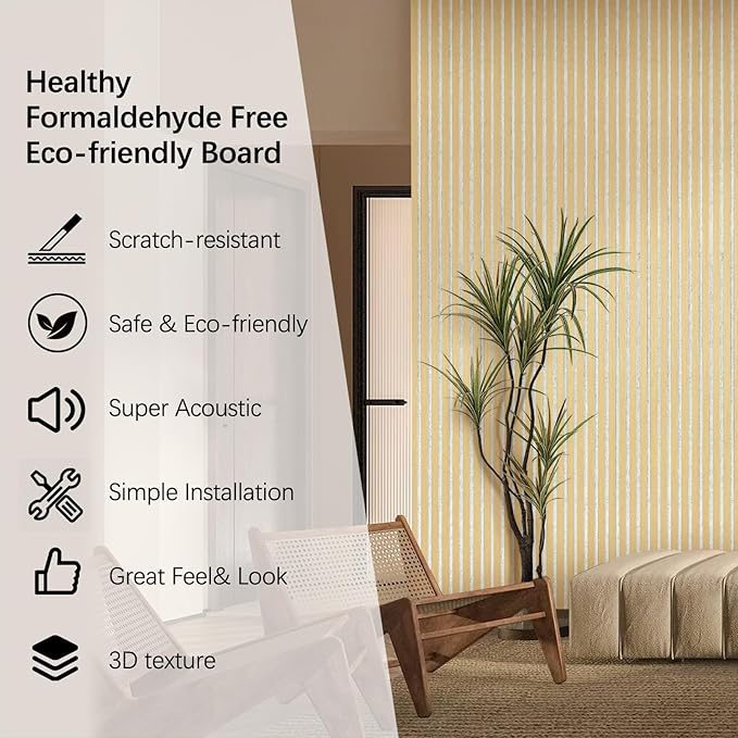 ARMURO Wall Panels for Interior Wall Decor, 2-Pack Slat Wall Paneling, Oak Wood Veneer Acoustic Wall Panels - Wall Slats 12.6" W x 94.5