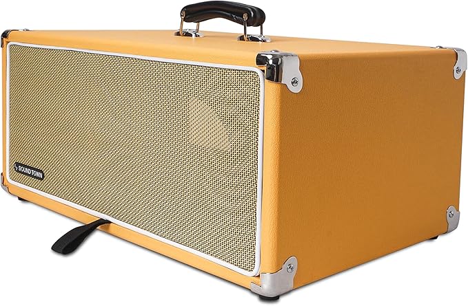 Sound Town Vintage 4U Amp Rack Case, 12.5" Depth with Rubber Feet, Dust Cover, Kickstand, Orange (STVRC-4OR)