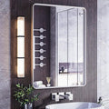 ISKM Modern 24"L x 36"W Silver Brushed Aluminum Alloy Mirror, Wall Mounted Vanity Mirror