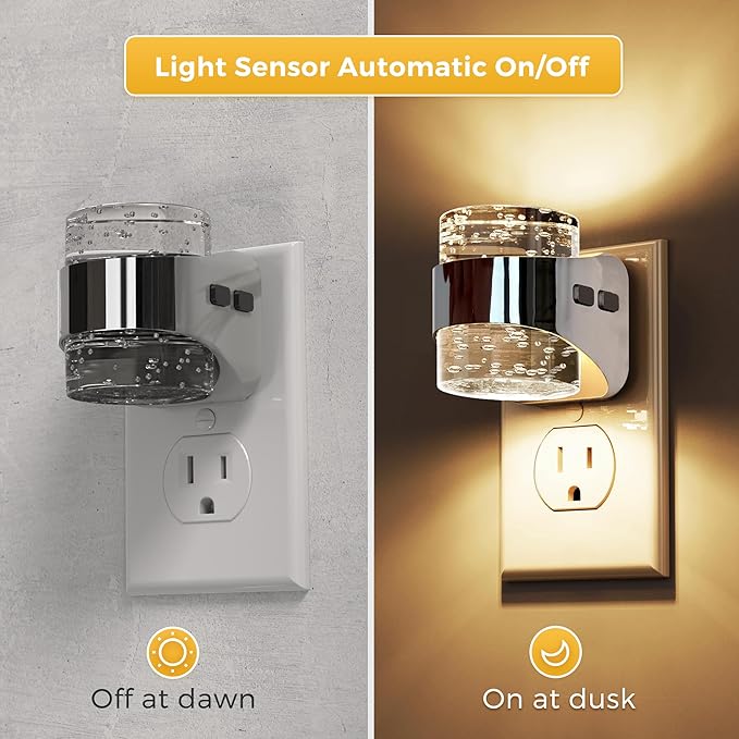 L LOHAS LED 3CCT Night Lights Plug into Wall, 3000K/4000k/5000K Adjustable Color Temperature Night Light,Bubble Nightlight with Dusk to Dawn Sensor for Rooms Bathroom Hallway