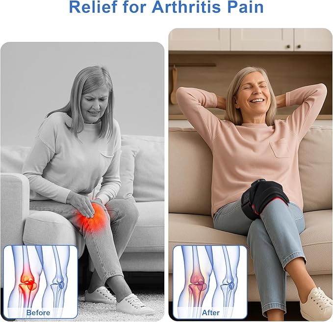 PEEWF Wireless Red Light Therapy for Knee Pain Relief – 660nm Red & 880nm Infrared Heating Pad for Arthritis, Joint & Muscle Pain – Adjustable Fit, Ideal for Seniors & Home Use