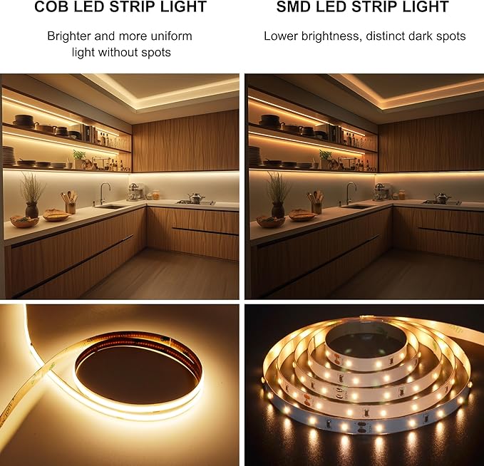 Pandery COB LED Strip,LED Strip Lights 5M/16.4ft,Touch Dimmable LED Strips,CRI90+,2700K Warm White cob led,1600LEDs,24V LED Tape Lights,Indoor for Bedroom, Kitchen, TV, Mirror,Cabinet