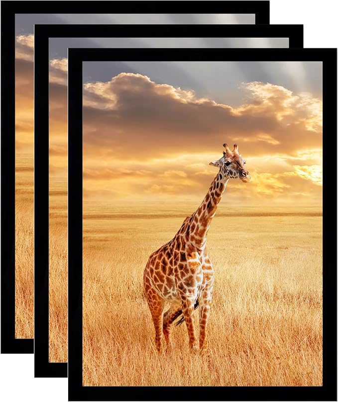 TKYGU 10 x13 Picture Frame Set of 3,Wooden Frame Black 10 x13 Wall Gallery Poster Photo frame with Durable Shatter Resistant Plexiglass,Horizontal and Vertical Formats for Wall Mounting best gift
