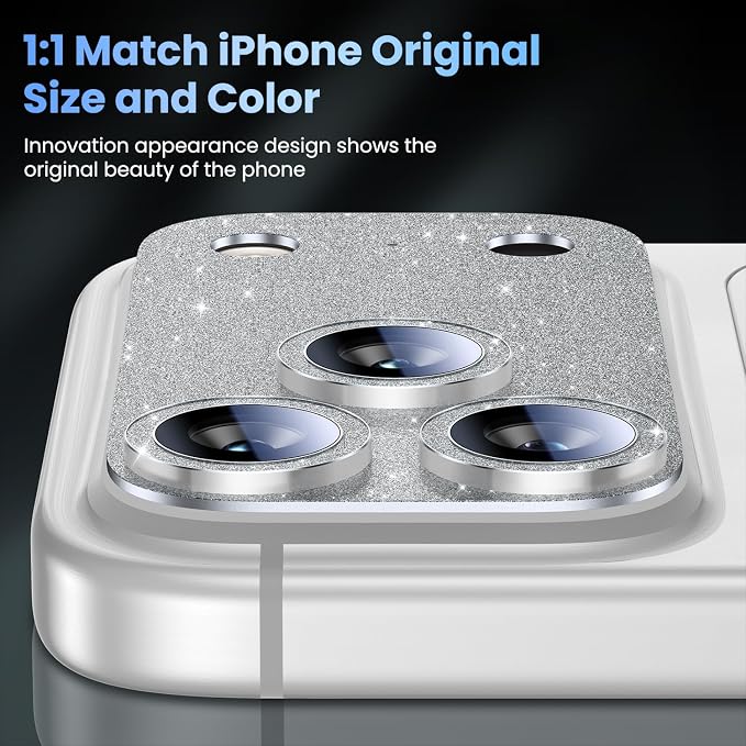 Uyiton for iPhone 17-Pro Camera-Lens Protector: Bling Metal Tempered Glass Rear - Image 5