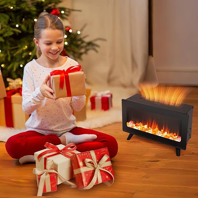 16" Small Electric Fireplace Heater - Desk Space Heater with Realistic Led 3D Flames, Freestanding Fire Places Electric Fireplace Heater for Indoor Use, 750 | 1500w, Overheating Protection