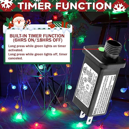 30V 0.2A LED Controller Timer Model JT-EL/FC300V0200-C Class 2 Power Supply Replacement with 8 Lighting Modes, and Memory Function for Christmas Light, LED String Light