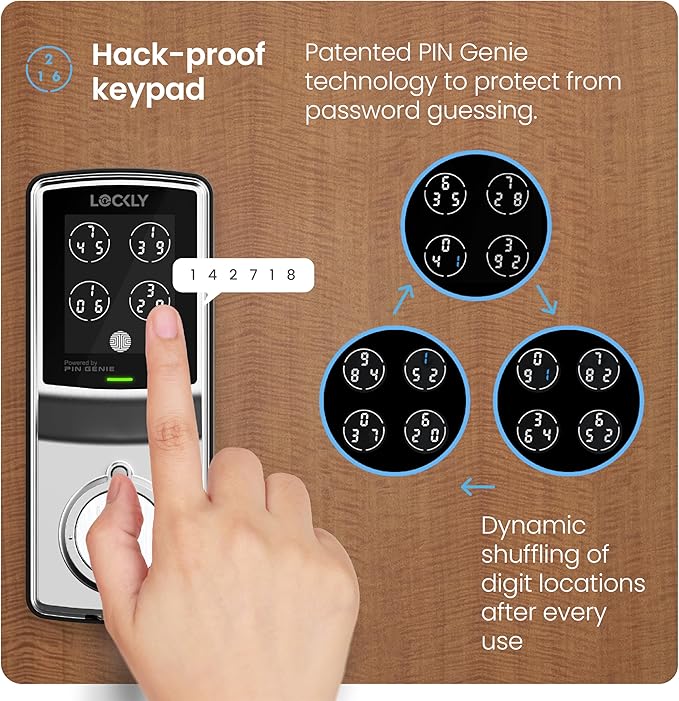 Lockly Smart Lock Model 7S, Bluetooth Smart Door Lock, Keyless Entry with PIN Genie® Digital Keypad, Front Door Lock Deadbolt