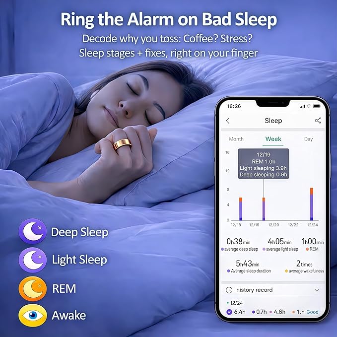 Smart Ring Health & Fitness Tracker for Men & Women, Heart Rate, SPO₂, Sleep & Activity Monitoring, IP68 Waterproof, Long Battery Life, Family Care Mode, No Subscription Fee (Rose Gold, 9)