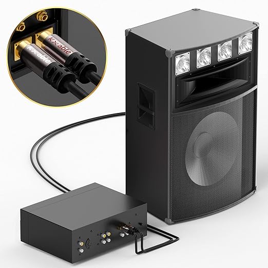 RCA Cable 35FT, 2RCA Male to 2RCA Male Stereo Audio Cable,【Oxygen-Free Copper, Hi-Fi Sound, Double Shielded】2 RCA Car Audio Subwoofer Cord for Home Theater, HDTV, Amplifier, Hi-Fi System, Speaker