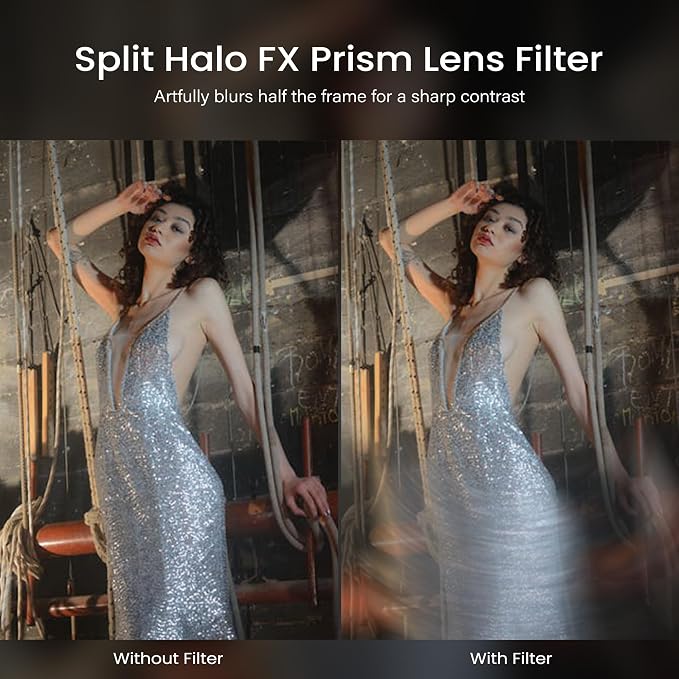 Walking Way 77mm Split Halo FX Prism Lens Filter, Rotating Half-Frame Blur & - Image 2
