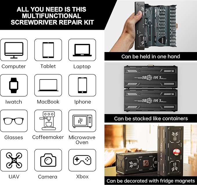 Precision Ratchet Screwdriver Set with Case, JAKEMY 180 in 1 Computer Screwdriver Tool, Compact Tool Set, Screwdriver Repair Kit for Laptop, iPhone, MacBook, PS5, Xbox, RC, Watch, Jewelry, Eyeglasses