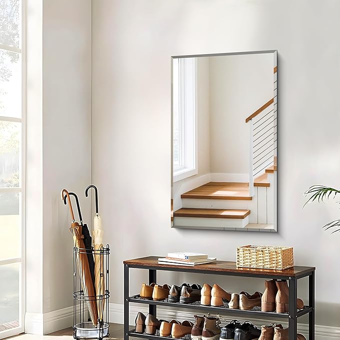 CILIBER Beveled Bathroom Mirror, 24x40 Large Frameless Mirrors for Over Sink, Upgraded Shatterproof Beveled Frameless Vanity Mirror for Bathroom,Bedroom,Living Room and Entryway