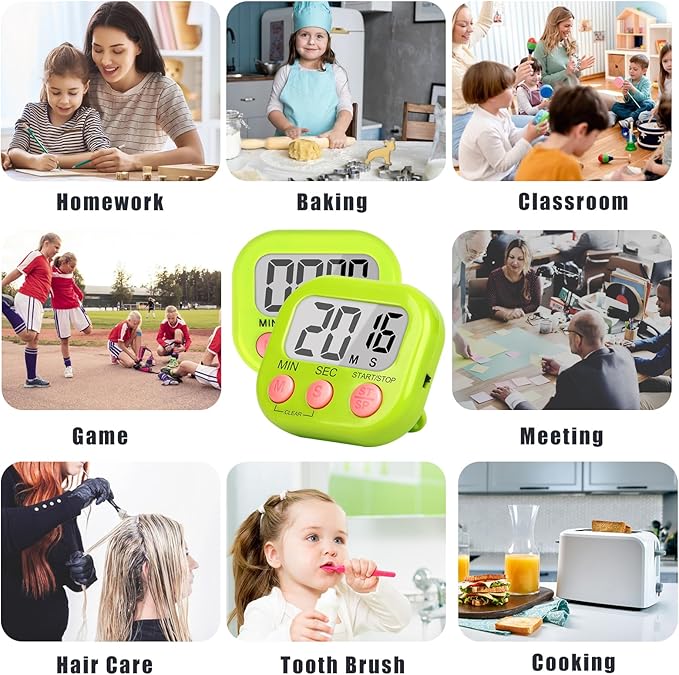 ZILLEEN Classroom Timer for Kids Teachers 2 Pack Digital Tmers, Green