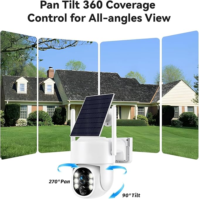 Noaheye Solar Security Cameras Wireless Outdoor, 5G&2.4GHz Cameras for Home Security, 2K Solar Outdoor Camera, Color Night Vision, AI Human Detection, 2-Way Talk, Siren Alarms (2-Pack)