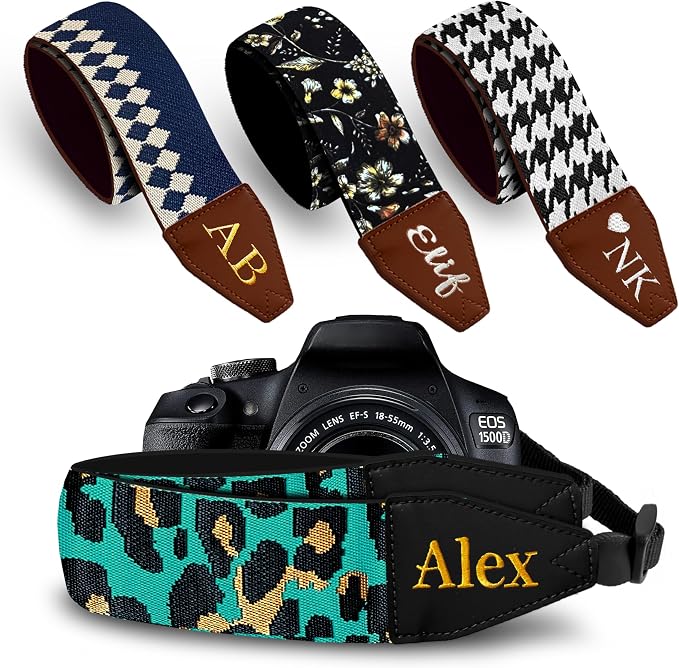 Art Tribute Custom Blue Leopard Camera Strap by ArtTribute