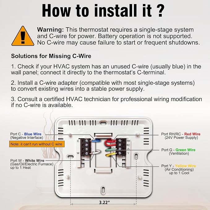 Heagstat WiFi Thermostats for Home Single-Stage 1Heat/ 1Cool, APP Remote Control - Image 5