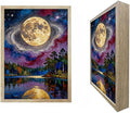 URVIP LED Glowing Photo Frame, 3D Starry-Sky Blue Moon Wall Art, 9x12 Inches Dimmable Light Up Light Painting for Bedroom, Unique Aesthetic Decor, Great Birthday Gift for Women Men