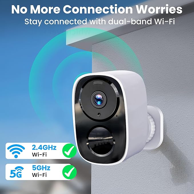 2025 Upgraded 2K Wireless Security Camera with 64G SD Card, Free Cloud Storage, 1-6 Month Battery Life, AI Motion Detection, Spotlight, Siren Alarm, 2-Way Audio, Waterproof WiFi Surveillance Camera