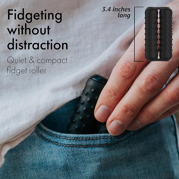 ONO Roller - Handheld Fidget Toy for Adults | Help Relieve Stress, Anxiety, Tension | Promotes Focus, Clarity | Compact, Portable Design (Black, Full Size - Silicone)