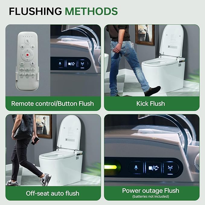 WOODBRIDGE ADA Height Smart Toilet – Auto Lid Open/Close, Foot Sensor, Zero Pressure System, Aromatherapy System, Self-Cleaning Nozzle, Multi-Function Washing & Warm Air Dry