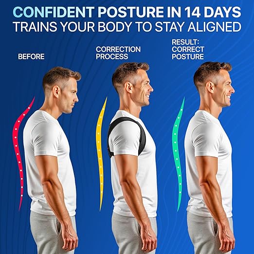 NEW 2026 Posture Corrector for Men & Women – Adjustable Figure-8 Back Brace for Rounded Shoulders & Upper Back Support – Breathable & Invisible Under Shirts – Desk Job & Computer Work – All-Day Brace