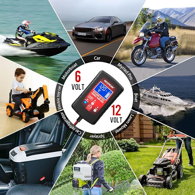 2-Pack Smart Fully Automatic 6V 12V Battery Charger Maintainer for Car, Marine, Motorcycle, Lawn Mower